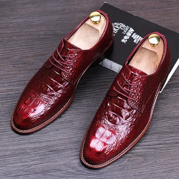 

New Men's Suit Leather Shoes British Fashion Lace Up Men Oxford Shoes Top Quality Men Business Casual Derby Brogue Shoes Sapato