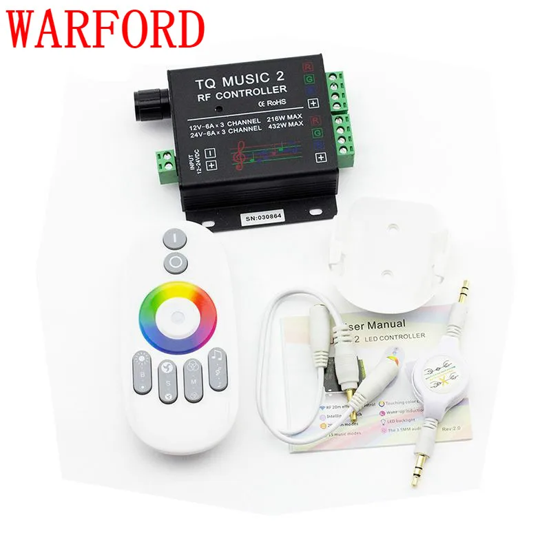 

DC12V 24V 18A 6x3A Music 2 Controller LED RGB Music Sound Sensitivity Controller with RF Wireless Remote for RGB LED Strip