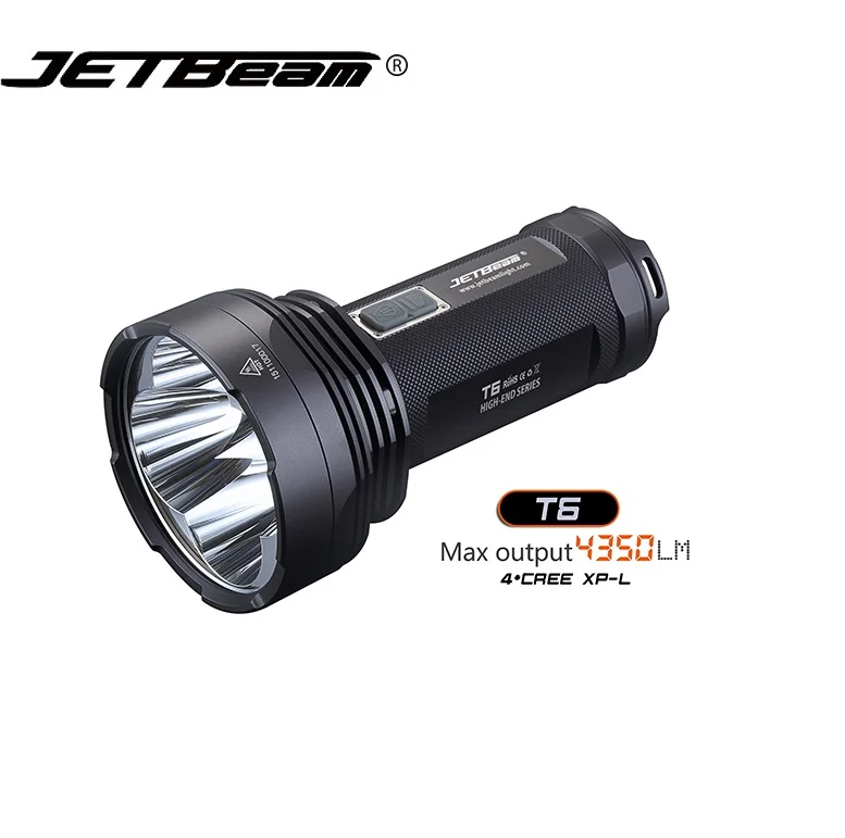 JETBeam T6 4*CREE XP-L 4350 Lumens LED Flashlight 4 ModesTactical Light Compatible by 3*18650 Battery for Self Defense JETBeam T6 4*CREE XP-L 4350 Lumens LED Flashlight 4 ModesTactical Light Compatible by 3*18650 Battery for Self Defense
