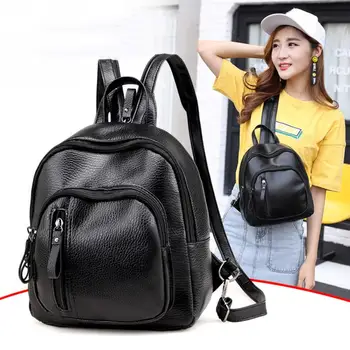 

2018 Women Backpack PU Leather Female Casual Students School Bags For Teenagers Girls Pretty Small Black Fashion Backpacks