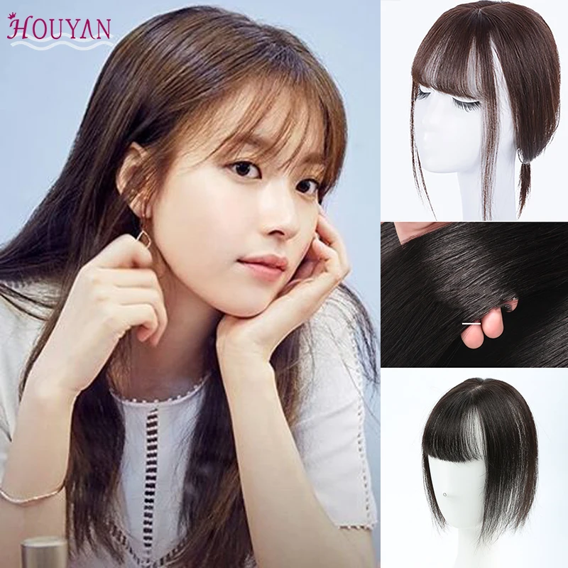 

HOUYAN Natural Black Human Hair Different Sizes Invisible Seamless Straight Hair Top Hair Clip for Man/Women