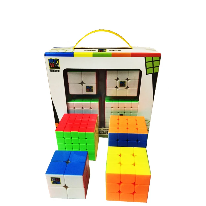 Набор скоростных кубиков, Moyu Mofang Jiaoshi MF2S 2x2 MF3S 3x3 MF4S 4x4 MF5S 5x5 Stickerless Magic Cube 234 набор с подарочной коробкой