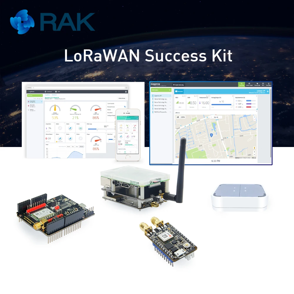 LoRa шлюз позиционный модуль трекера LoRaWAN Success Kit кнопочный датчик с WisNode GPS антенна