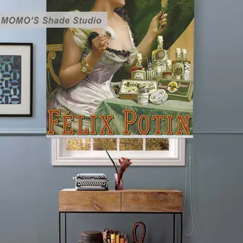 

MOMO Roller Blinds Blackout Design Window Blinds Painting Curtains Roller Shades Thermal Fabric Custom Size, PRB set742