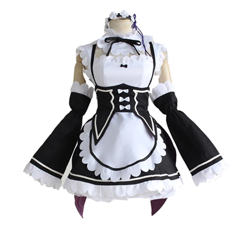 Женский костюм для косплея Re:zero Rem Ram фартук Meidofuku (топ + юбка шейный пояс