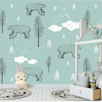 

Nordic Bear Cartoon Wallpaper Mural Kids Room Self Adhesive Wall Cloth Stickers Home Decor Children Wall Paper in Rolls 60*280cm