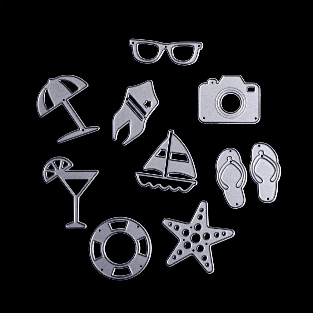 Summer Beach Series Metal Cutting Dies for DIY Scrapbooking Die Cuts Photo Album Decorative Embossing Craft Metal Dies 10pcs