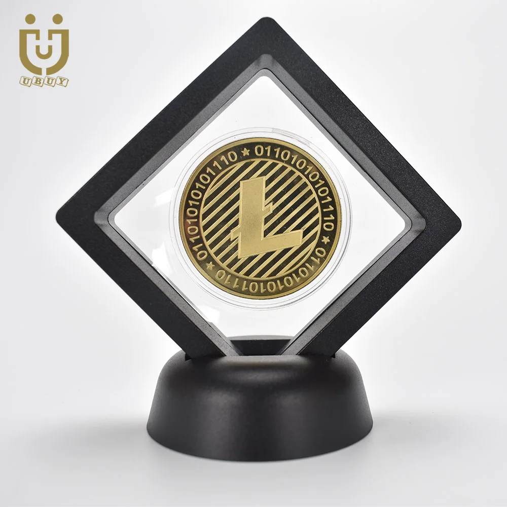Позолоченный Биткоин Бит монета с пластиковый чехол пульсация Litecoin эфириум Металл физическая криптовалюта монета для сбора - Цвет: gold LTC black