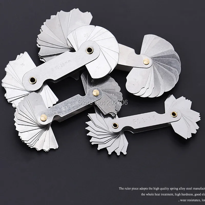 Hyuduo Radius Messgerät 4-tlg. - Edelstahl Konkav/Konvex Messer R0.3-25mm