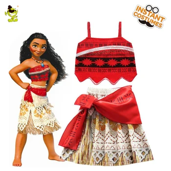 

Moana Summer Dress Costume with Necklace Kids Adventure Dress Princess Beach Party Cosplay Halloween Costume Girl Vaiana