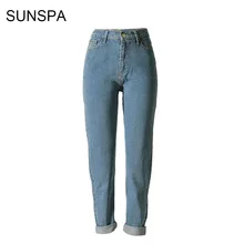

SUNSPA Denim boyfriend jeans for women female Vintage Washed jeans pants Blue Cuffs casual pants capris Pocket straight jeans