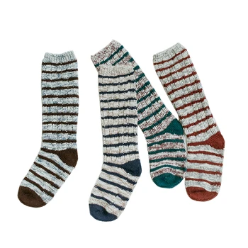 

New Fall Winter Baby Boys Cotton Socks Toddle Girl Knee high Socks Fashion Kids long Striped socks Heavy Knit z109