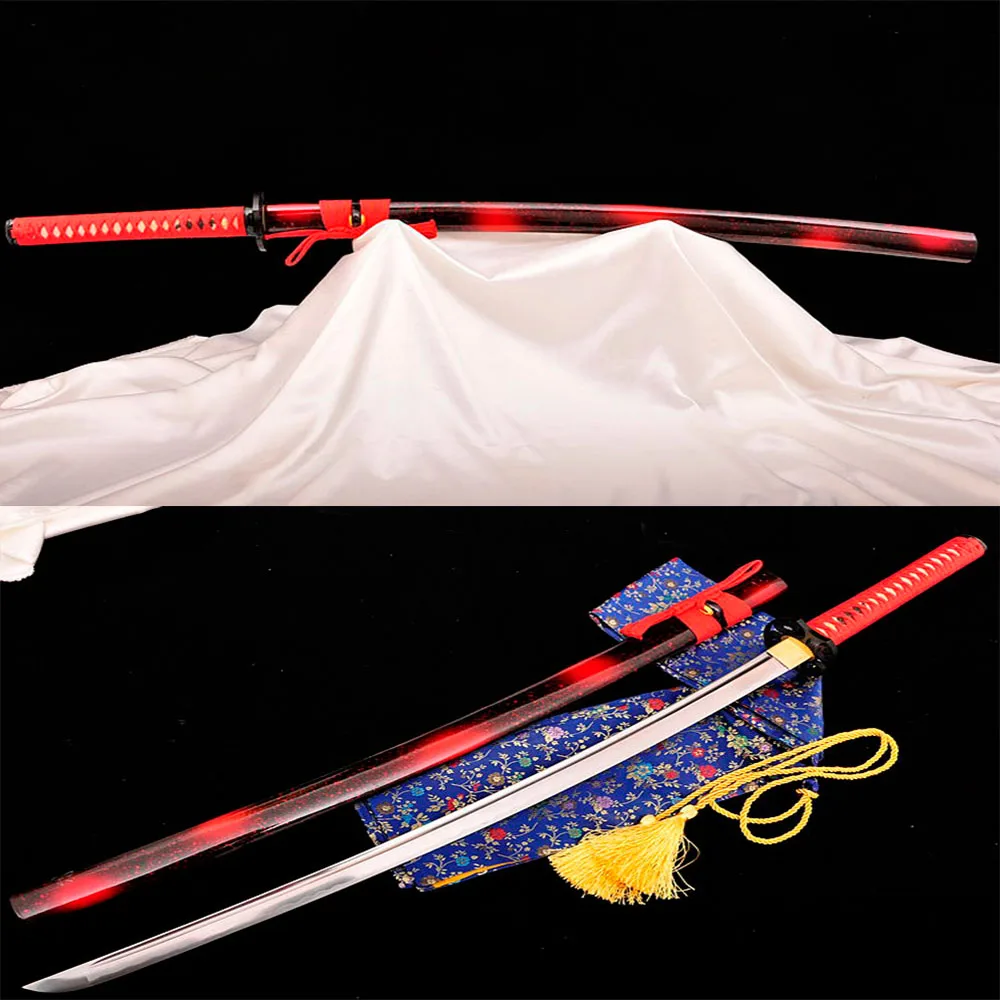 

Handmade Casting katana Japanese Samurai Sword Katana High Carbon bushido collectibles 1065 steel Full Tang Red