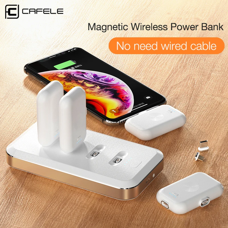 

CAFELE Magnetic Wireless Power Bank For iPhone Samsung Xiaomi Huawei Micro USB Type C Mini Magnet Portable Charger Power Bank