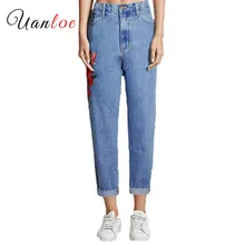 Джинсы с высокой талией для мальчиков и мам с вышивкой Женские новые винтажные джинсовые брюки джинсы для женщин