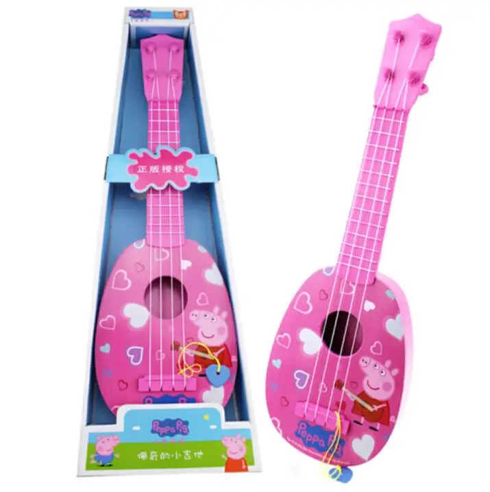 Новое поступление подлинный Свинка Пеппа 36 см/1" Детские Музыкальные инструменты игрушка розовый синий укулеле гитара Образование Подарки на день рождения