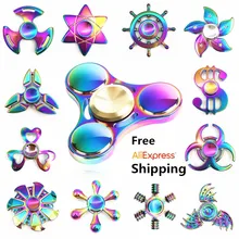 Rainbow brass Fidget Spinner Finger ABS EDC Hand Spinner Tri For Kids Autism ADHD Anxiety Stress Relief Focus Handspinner Toys