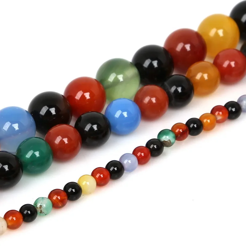 

Hot Selling 4 8 10mm Pick Size Multicolor Round Natural Stone Beads Dyed For Bracelet Jewelry 15''/strand
