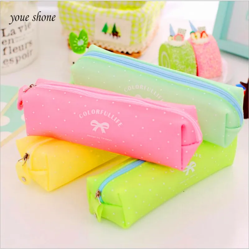 

Hot super fire Cute Candy Color Jelly Silicone Waterproof Pencil Box Stationery Bag Pencil Bag School Office Student Supplies