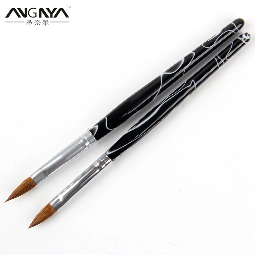 

ANGNYA New Black Metal Handle Nail Tool #8#10 Kolinsky Hair Professional Diamond Painting Nail Acrylic Brush 1pcs