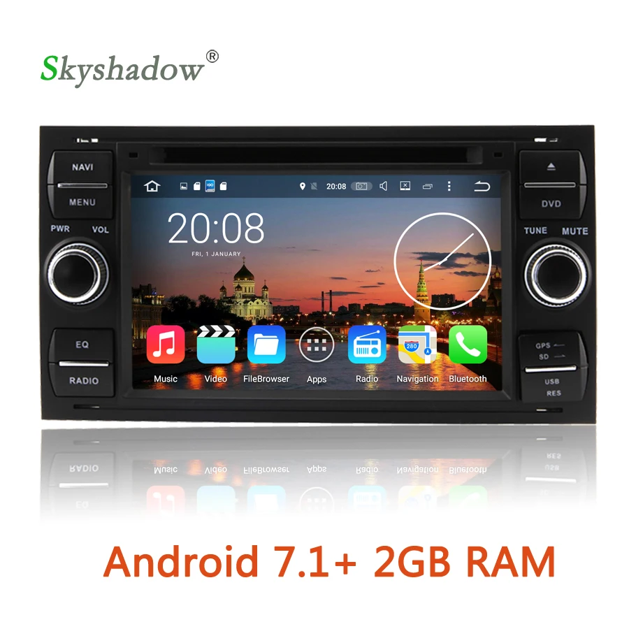 Android 7.1 4 core 2ГБ RAM Автомобильный мультимедиа DVD плеер RDS радио GPS карта WiFi 3G OBD блютуз