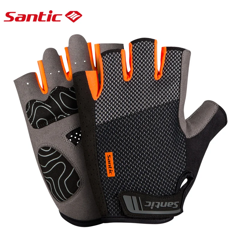 

Santic Men Cycling Short Gloves Anti-pilling Anti-static Sun-protective Summer Half Finger MTB Cool Feeling Breathable 8C09079