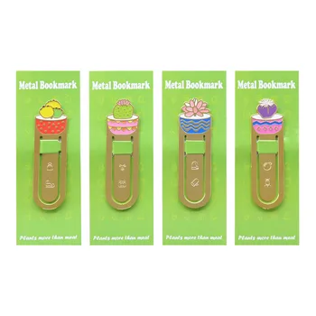 

1pcs Metal Bookmark Cartoon succulent plants book holder bookmarks for books Stationery School Office Supply Escolar Papelaria