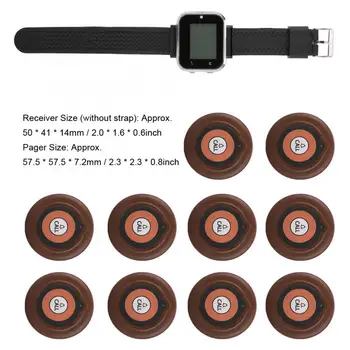 

Wireless Caregiver Pager Set Hotel Paging System Smart Call Button 1 Wristwatch 10 Buttons