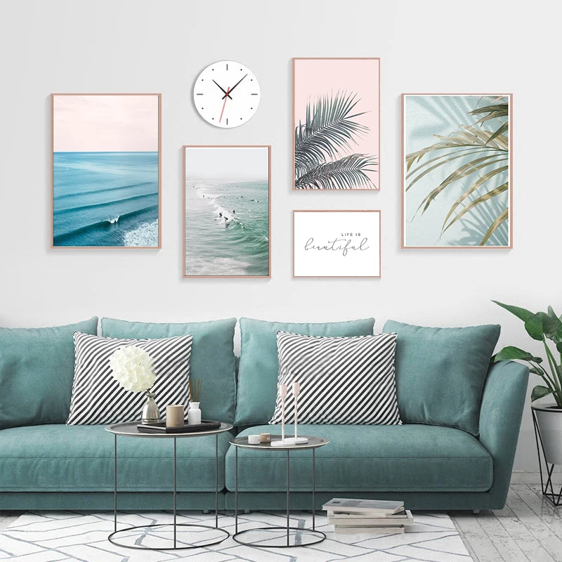

Style Nature Painting Nordic Wall Art Print Scandinavian Tropical Decoration Sea Leaf Canvas Poster Landscape Decorative Picture
