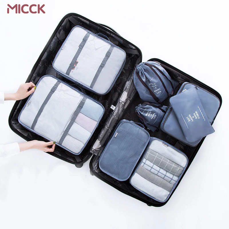 

MICCK 8Pcs/Set Portable Travel Storage Bag High Capacity travel organizer Luggage bag underwear Shoes cosmetic clothes Organizer