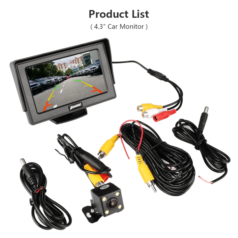 Автомобильный монитор Jansite, 4,3 дюймов, 7 дюймов, камера заднего вида для автомобиля, дистанционное управление, PAL/NTSC 2, видео вход, 12 В, 24 В, АБС-пластик