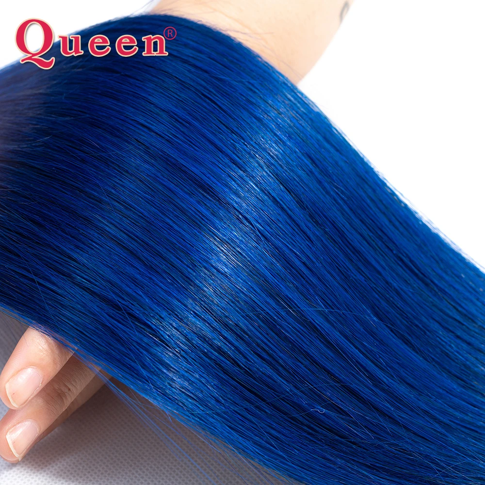 Queen Hair Products Brazilian Ombre Human Hair 1/3/4 Bundles Straight Two Tone 1B/Blue Straight Human Hair Weave Extensions Queen Hair Products Brazilian Ombre Human Hair 1/3/4 Bundles Straight Two Tone 1B/Blue Straight Human Hair Weave Extensions