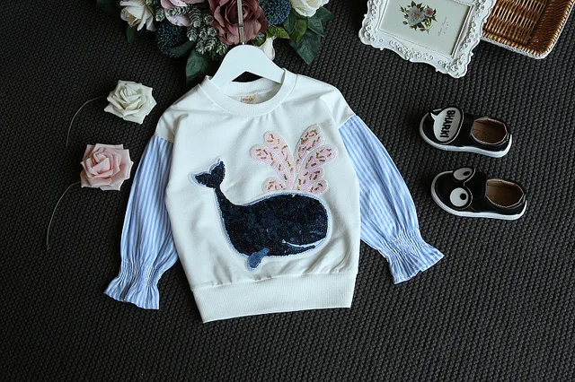 Yorkzaler Kids Sweater For Girl Long Sleeve Stitch Cartoon Dolphin Children’s Tops Tees Fashion Cotton Toddler Baby Clothes