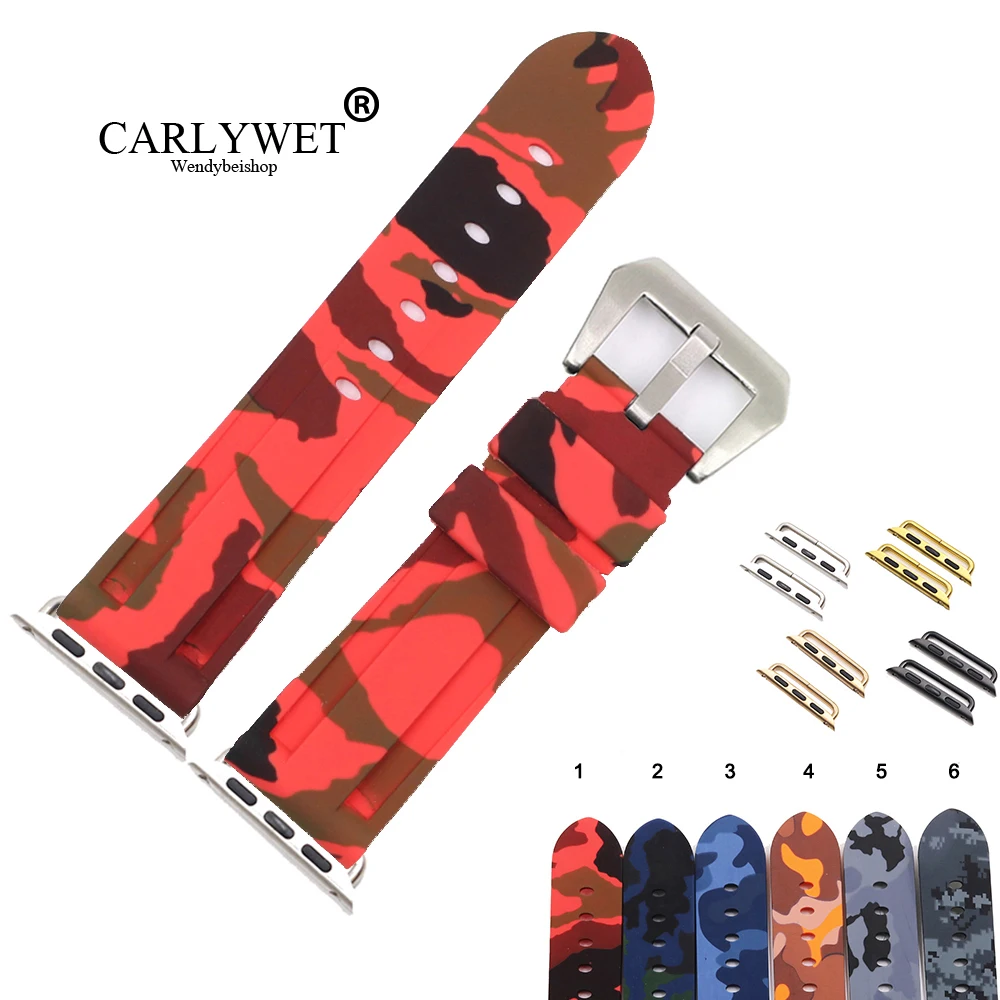 

Ремешок для часов CARLYWET из водонепроницаемого силикона, черный и красный цвета, 38, 40, 42, 44 мм, для Iwatch 4/3/2/1