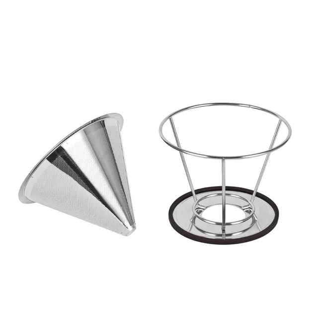 Special Offers IALJ Top Stainless Steel Coffee Filter Basket Reusable Pour Over Coffee Filter Cone Coffee Dripper Paperless Outdoor portable 