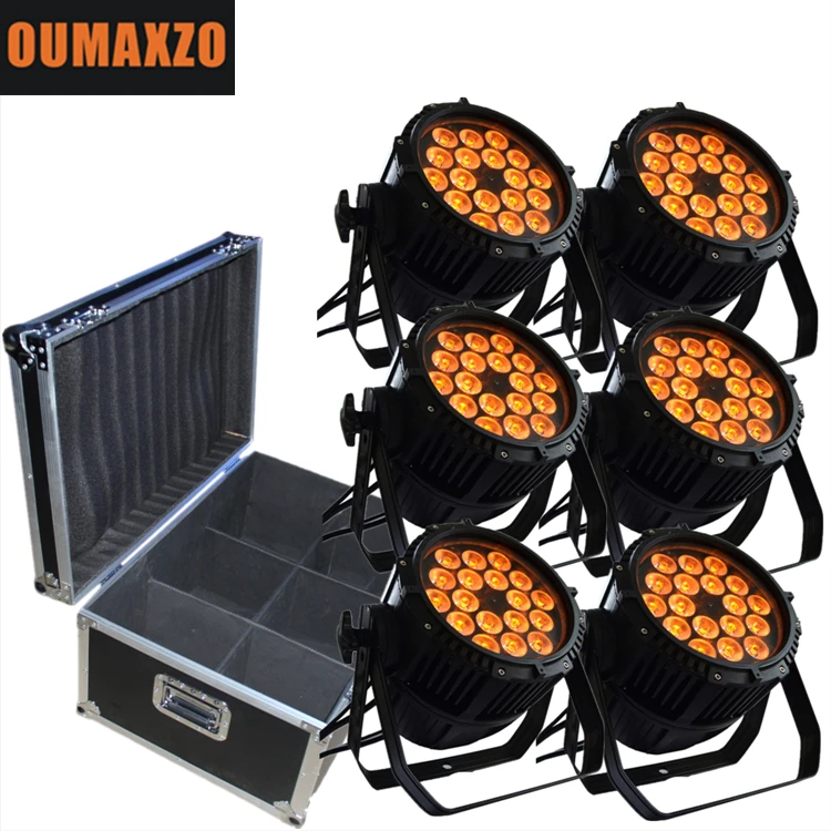 

6pcs/lot with flightcase Led 18pcs 12W RGBW 4in1 IP65 Waterproof Par for Disco Stage Lighting dmx 18pcs 12W led multi digital