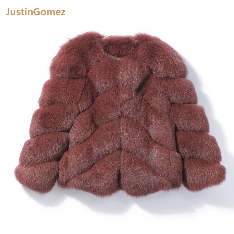 New coming London Style Vintage Wine red Natural fox fur coats and jackets Plus size bomber Bloger Style real fur coats
