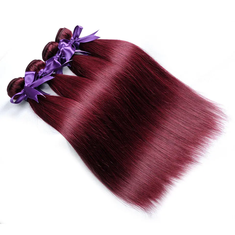 Burgundy 4 Bundles Straight Brazilian Hair Weave Bundles Bold Red 99j Color Pinshair Human Hair Extensions No Shedding Non Remy (51)