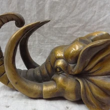 Xd 001642 1" Народные Китайские Бронзовые Украшения Фэншуй Богатство Голова Слона Лицо Статуи