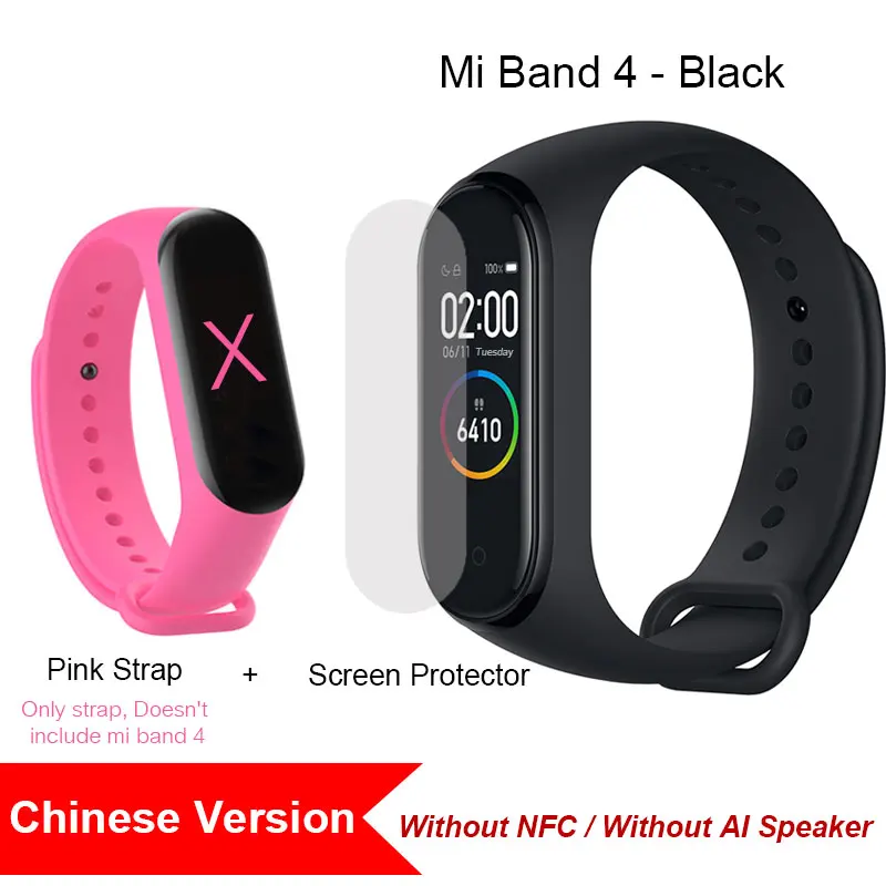 .CN Add Pink Xiaomi Mi Band 4 фитнес браслет, смарт браслет Miband 4 Фитнес-трекер Heart Rate 0,9" Цветной экран Bluetooth 5.0, глобальная версия - Цвет: .CN Add Pink