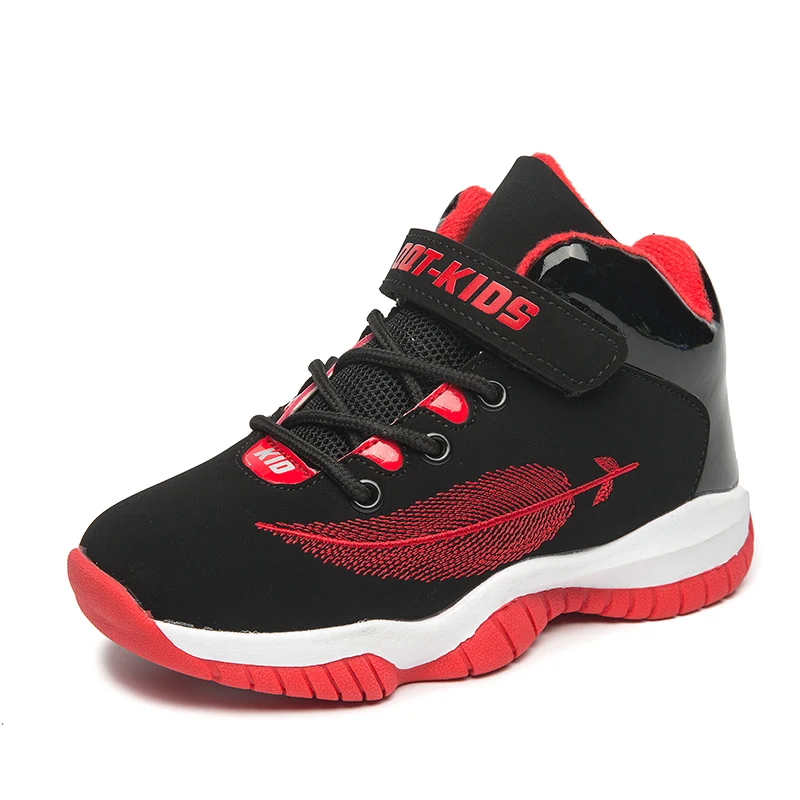 2018 Autumn New Style Leaf Embroidery Boys Basketball Shoes for Kids Outdoor Sneakers Children's Sport PU Leather Trainers | Спорт и