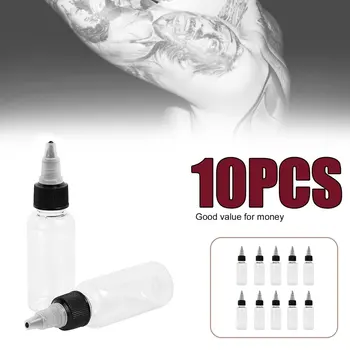 

10pcs 30ml Transparent Tattoo Ink Pigment BottlesPlastic Cap Empty Tattoo Ink Pigment Clear Tattoo Accessory