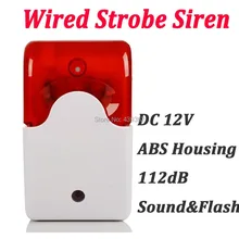 112dB Проводная сигнальная сирена Рог с стробоскопическим источником сигнала для уличного использования вспышки света DC12V для домашней охранной сигнализации Системы