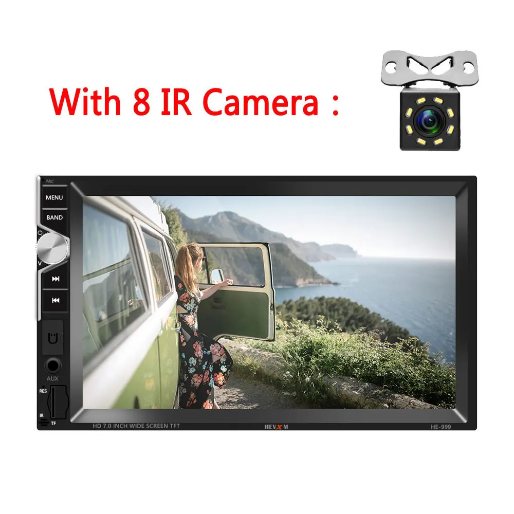 With 8 IR Camera AMPrime 2Din Автомагнитола " сенсорный экран автомобильный мультимедийный плеер MP5 Bluetooth зеркальная связь AUX Кассетный рекордер стерео - Цвет: With 8 IR Camera