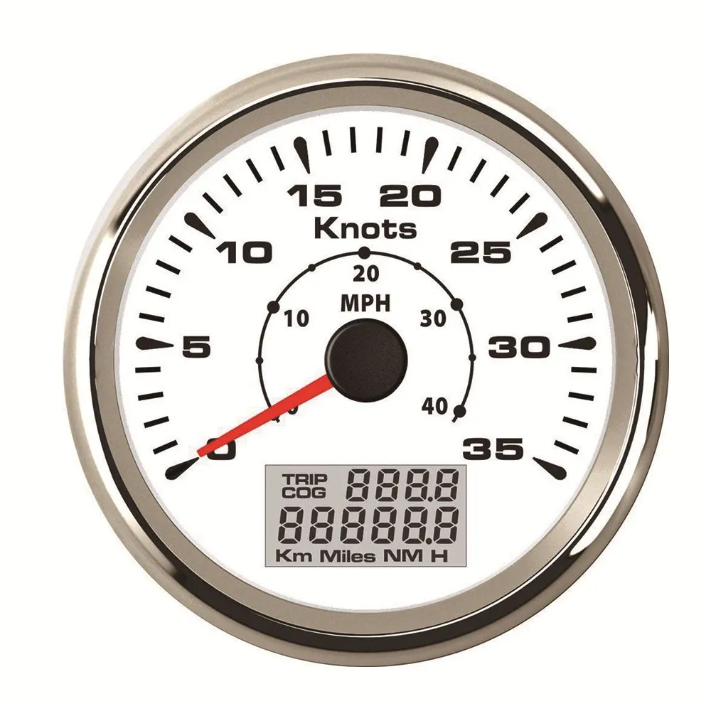 Нержавеющая сталь и стекло 85 мм Морской автомобиль цифровой ЖК-Спидометр 70 узлов 80 MPH gps Спидометр Датчик с 7 цветов подсветка - Цвет: White Silver 35Knots