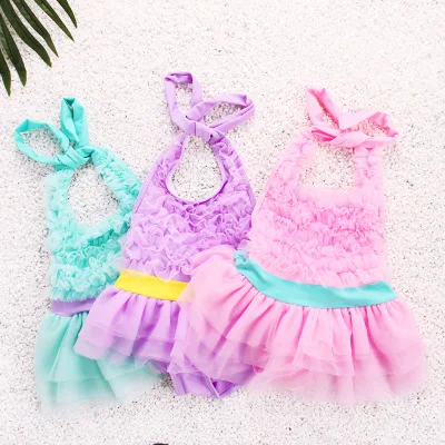 

2016 Swimsuit Girl Toddler Bathing Suits Bikinis 1 Pieces Kids Swimwear lace printing mix color lovely Clothes Swimming suits