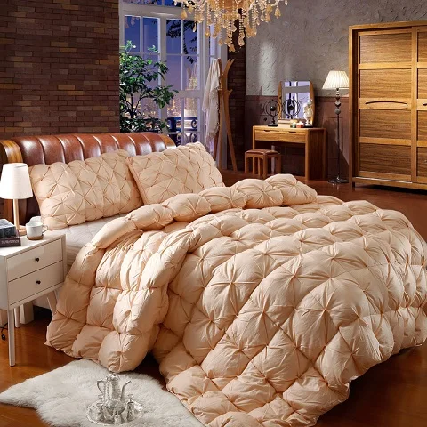 Более 95% гусиный пух наполнитель пуховое одеяло зимнее теплое одеяло белое гусиное перо одеяло Полный Твин queen King размер розовый белый серый - Цвет: Golden
