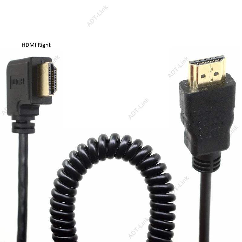 Прямой и левый и правый угловой HDMI Mini HDMI Micro HDMI к HDMI Мужской HDTV растягивающийся пружинный кабель для камеры сотового телефона XOOM TF201