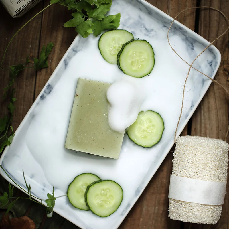 

Cucumber Handmade Soap Cold Process Soap Skin Care Whitening Anti-Aging Oil-control Moisturizing Face Cleaning Beauty Health