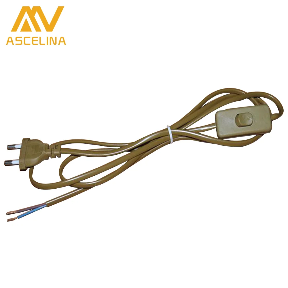 

1X Switch on line Cable 1.8m On Off Power Cord For LED Lamp with Switch US EU Plug Light Switching White Wire Extension